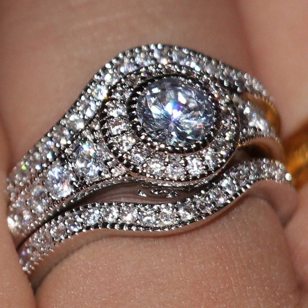High Quality 925 sterling silver 3 piece ring